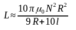 Singlelayer coil inductance, formula